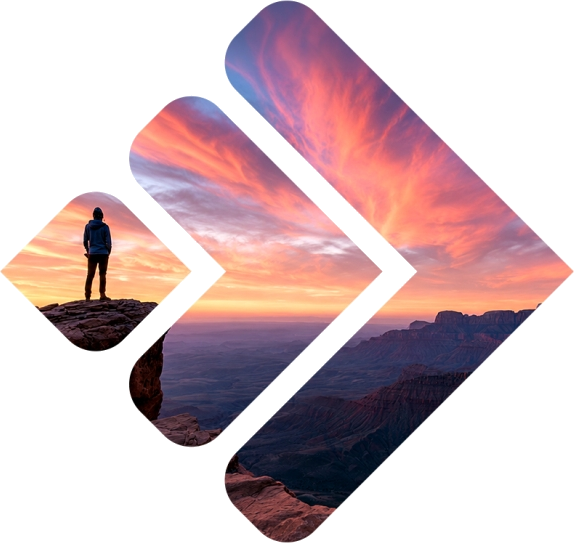 Arrow canyon at sunrise, formed into the A-Davis Solutions arrow mark